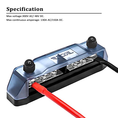 Recoil BBPG5 Bus Bar Stud Positive and Negative Power Distribution Block - style: Discrete Two Sets of 1x5/16" Studs & 4 Screws