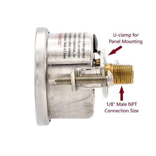 PIC Gauges 203L-158F U-Clamp Panel Mount Glycerine Filled Pressure Gauge w/ SS Case/Bezel, Brass Internals, PC Lens, 1.5" Dial, 0/160 psi Range, 1/8" Male NPT - style: 0 - 160 PSI