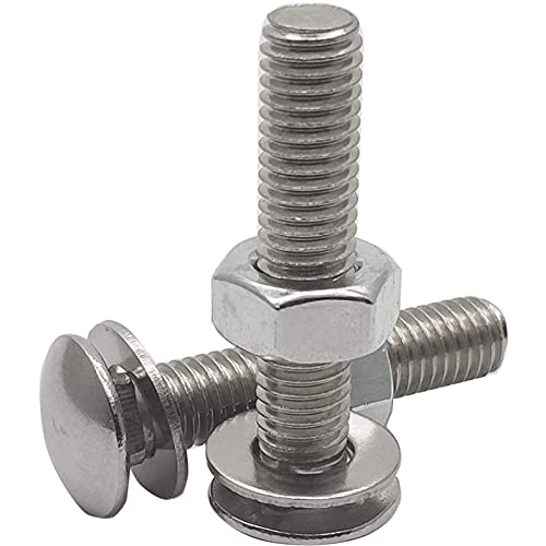 20 Sets Long Square-Neck Carriage Bolts Set,Carriage Bolts Set w/Nuts & Flat Washers,Zinc-Plated,Carbon Steel Grade 4.8,Plain Finish,Fully Threaded(M6-1.0X45mm) - size: M6-1.0X45mm（20 Sets）