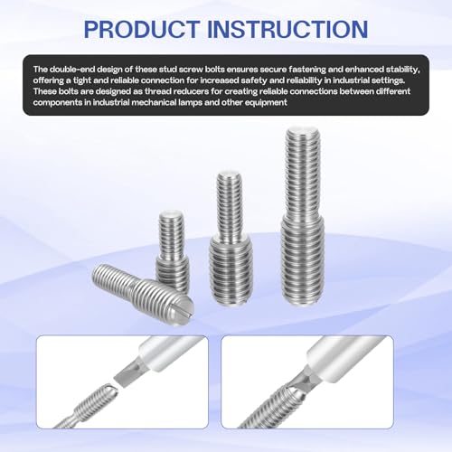M5x15mm to M8x15mm Double End Threaded Stud Screw Reducing Bolt,304 Stainless Steel Thread Reducer Adapter for Furniture Fastener Welding, Hardware Connectors 12 Pack - size: M5x15mm to M8x15mm