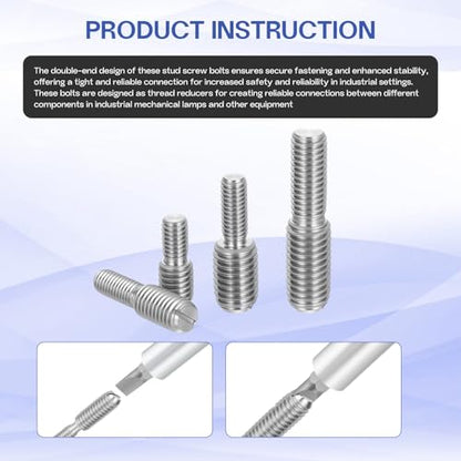 M6x20mm to M10x20mm Double End Threaded Stud Screw Reducing Bolt,304 Stainless Steel Thread Reducer Adapter for Furniture Fastener Welding, Hardware Connectors 12 Pack - size: M6x20mm to M10x20mm