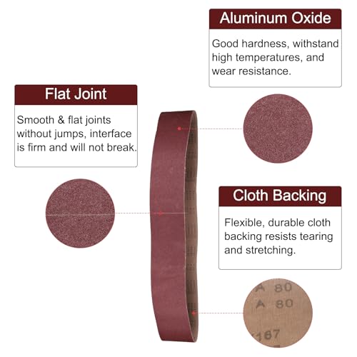 uxcell 2pcs 6" x 89" Sanding Belts 80 Grits Aluminum Oxide - size: 80 Grits