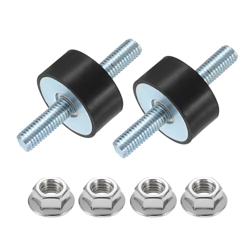 uxcell 2Pcs M8 x 23mm Rubber Mounts, 15 x 30mm Cylindrical Anti Vibration Isolator Studs Shock Absorber Double Studs with Nuts for Car Bobbin Generator Air Compressors - size: M8 x 23mm, 15 x 30mm