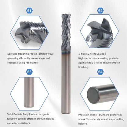 NZ 5/16" 4-Flute Roughing End Mill - size: 5/16*13/16*2-1/2*4F