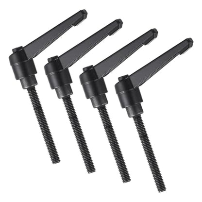 uxcell 4pcs Clamping Lever Handles, M6 x 50mm Black Oxide Carbon Steel Threaded Male Stud, Adjustable Handles Locking Quick Release Ratchet Push Button Bolt Knobs, Black - size: M6 x 50mm