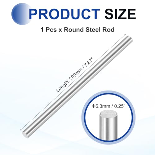 MECCANIXITY Round Steel Rod, 6.3mm x 200mm HSS Lathe Bar Stock Tool - size: 6.3mm x 200mm