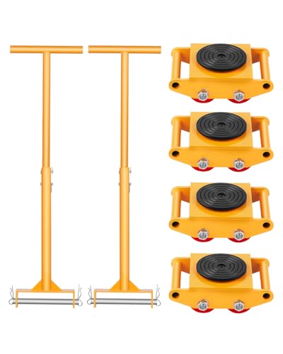 VEVOR Machine Skate, 6T Machinery Skate Dolly, 13228 lbs Machinery Moving Skate, Machinery Mover Skate with 360° Rotation Cap and PU Directional Rollers, Heavy Duty Industrial Moving Equipment, Yellow