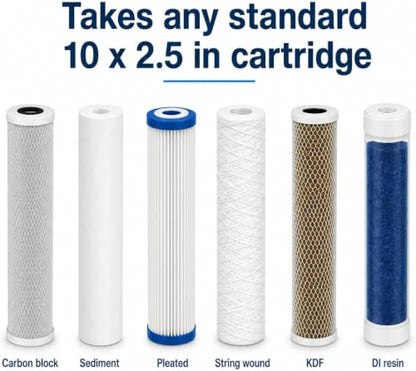 CFS Water Filter Housing Kit, 10 x 2.5 in, 1/4 in NPT, Carbon Block - size: 10 x 2.5 in, 1/4 in NPT