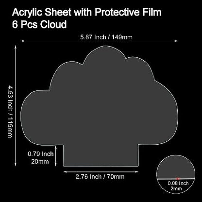 6 PCS 2mm Cloud Acrylic Blanks, Clear for LED Light Base - size: Cloud Shaped