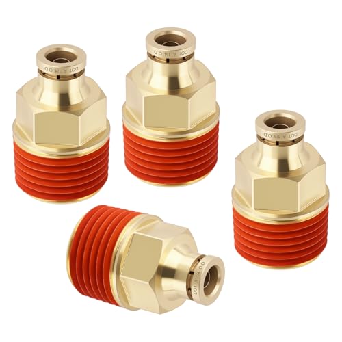 DOT Approved Male Straight Brass Union 1/4" Tube x 1/2" NPT, 4PCS - size: 1/4" OD x 1/2" NPT