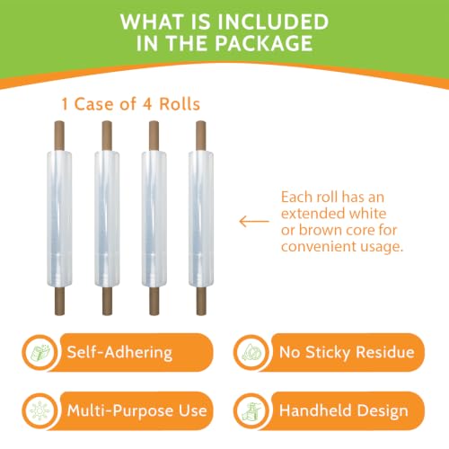 PSBM Stretch Wrap with Handles, 1 Roll 20 Inch x 1000 Feet 80 Gauge Heavy Duty up to 800% Ultimate Stretch Clear Plastic Wrap Industrial Strength Shrink Film for Moving, Packing & Shipping - size: 1 Pack, style: 80 Gauge
