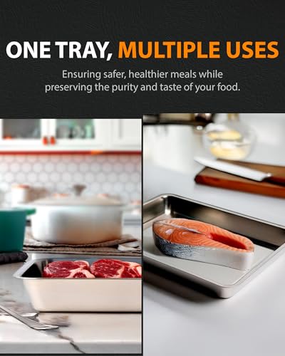 304 Stainless Steel Baking Pans Set, 2 Inch Deep Oven Pan, 16/12/9"