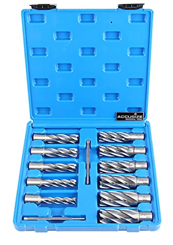 Accusize Industrial Tools HSS Annular Cutter, N2 - size: 7/16" to 1-1/16", 2" Cutting Depth, style: Styling Strong Case
