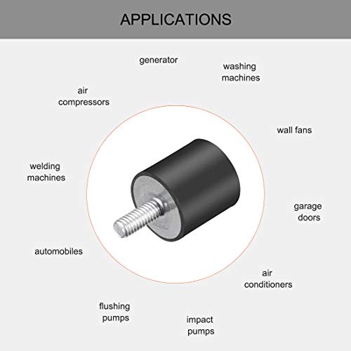 uxcell M4 Thread Rubber Mounts,Vibration Isolators,Cylindrical Shock Absorber with Studs 15mm x 15mm 4pcs - size: M4x15x15mm