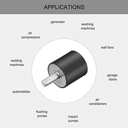 uxcell M4 Thread Rubber Mounts,Vibration Isolators,Cylindrical Shock Absorber with Studs 15mm x 15mm 4pcs - size: M4x15x15mm
