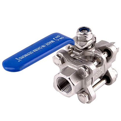 DERNORD Ball Valve 3/8 Inch NPT Threaded - Stainless Steel 304 Female 3 Piece Full Port - size: 3/8" NPT Female