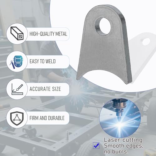 Weld on Tabs, Axle Weld on Shock Mounts, 1/2" Hole, 1/4" Thick, 4 Pcs - color: 1.5" Axle Mount-1/4" Thick Uncoated