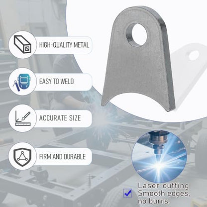 Weld on Tabs, Axle Weld on Shock Mounts, 1/2" Hole, 1/4" Thick, 4 Pcs - color: 1.5" Axle Mount-1/4" Thick Uncoated
