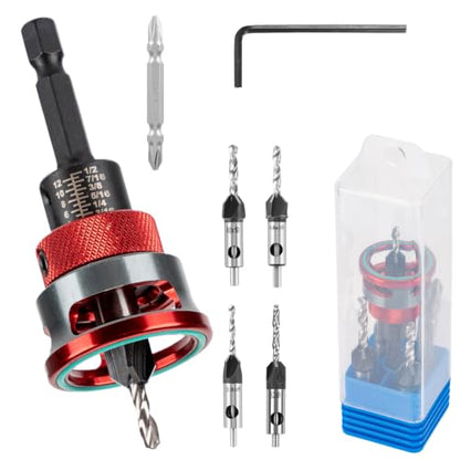 8 PCS Countersink Drill Bit Set with Adjustable Depth Stop Collar