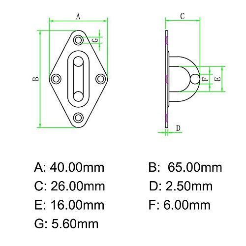 4 Pcs 316 Stainless Steel Ceiling Hook Pad Eye Plate
