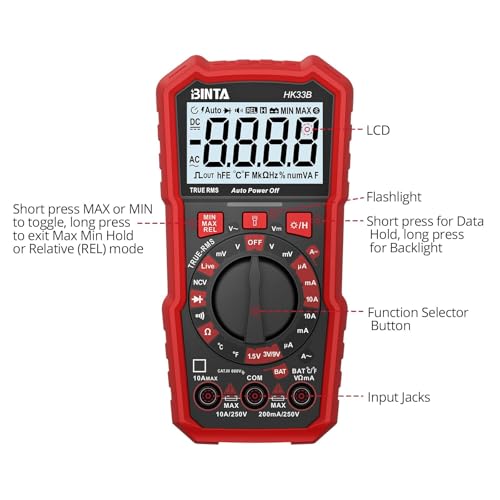 BINTA Digital Multimeter 2000 Counts Voltmeter with AC/DC Voltage Current - style: 2000 Counts