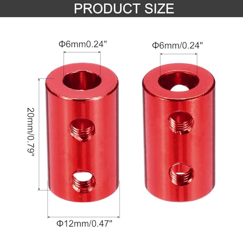 MECCANIXITY Rigid Screw Coupling 6mm to 6mm Shaft Coupler Connector L20mm x D12mm Aluminum Alloy Joint Connector Set for 3D Printers DIY Encoder with 20 Screws, Red, 5Pack - color: Red, size: 6mm to 6mm