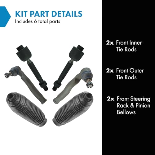 TRQ Front Driver & Passenger Side Inner & Outer Steering Kit Steering Rack - style: PSA60590