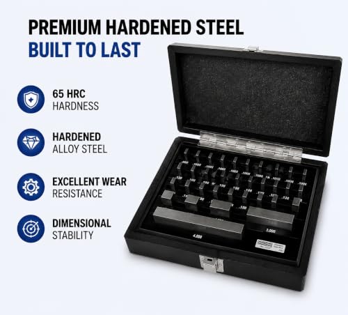 HFS 36 PC Gauge Block Set Economy Grade Calibration NIST-Traceable - size: 36PCS