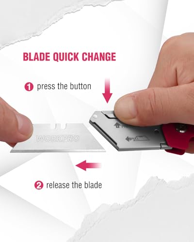 WORKPRO Box Cutter, Utility Knife, Pink - color: Rose Pink