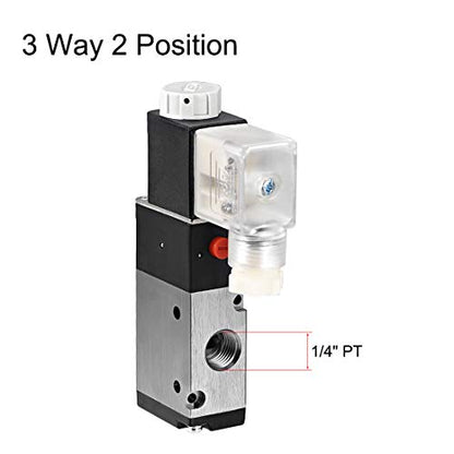 uxcell DC 12V 3 Way 2 Position 1/4"PT Pneumatic Air Control NC 3V210-08