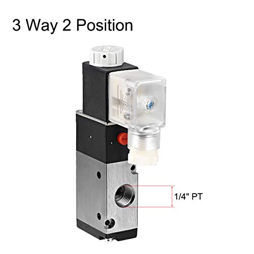 uxcell DC 12V 3 Way 2 Position 1/4"PT Pneumatic Air Control NC 3V210-08