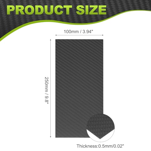 MECCANIXITY 3K Carbon Fiber Plate Panel Sheets, 100 x 250 x 0.5mm Carbon Fiber Board Plate Matte Twill Weave Panel Sheets Flexible for RC Aircraft, Model Car, Auto Parts - size: 100 x 250 x 0.5mm/3.94 x 9.8 x 0.02 inches