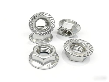 80 Pcs M5x0.8mm Serrated Flange Nuts DIN6923 Hex Lock Nuts 304 Stainless Steel Plain Finish Full Thread for Industrial Construction Fasteners - size: M5x0.8mm, 80 pcs