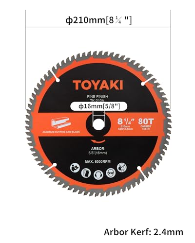 8-1/4 Inch Miter Saw Blade, 80-Tooth TCG for Cutting Aluminum - size: 8-1/4"_80T_arbor(16mm)