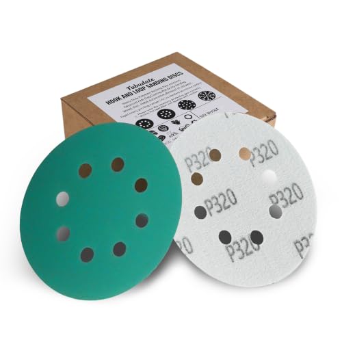 5 Inch 8 Hole 320 Grit Hook&Loop Wet/Dry Heavy-Duty Sanding Discs 50PK - size: 320 Grit