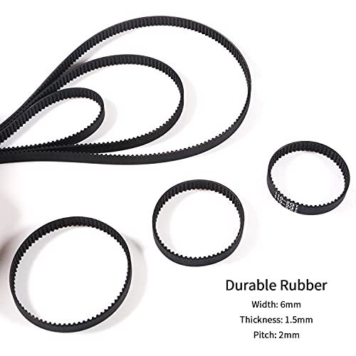 6PCS GT2 Timing Belt - 110mm, 158mm, 200mm, 300mm, 400mm, 610mm Width 6mm + 2PCS GT2 Timing Belt Pulley 20 Teeth 5 Bore for 3D Printer, Dishwashers, Packaging Machinery