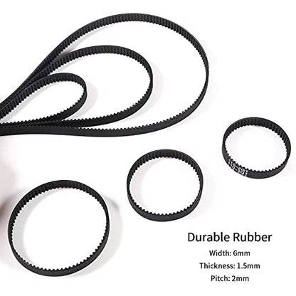 6PCS GT2 Timing Belt - 110mm, 158mm, 200mm, 300mm, 400mm, 610mm Width 6mm + 2PCS GT2 Timing Belt Pulley 20 Teeth 5 Bore for 3D Printer, Dishwashers, Packaging Machinery