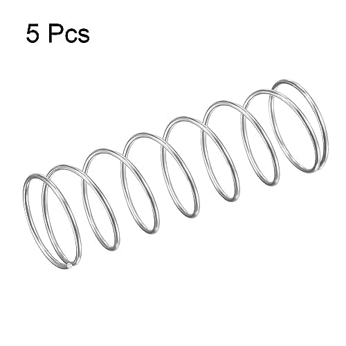 uxcell Compression Spring,304 Stainless Steel,18mm OD,1mm Wire Size,9mm Compressed Length,50mm Free Length,5.9N Load Capacity, Silver Tone,5pcs - size: 18mmx1mmx50mm