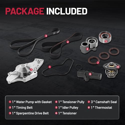 BDFHYK TKH-002C Engine Timing Belt Kit with Water Pump Thermostat Compatible with Honda Accord Crosstour Odyssey Pilot Ridgeline Compatible with Acura TL RL TSX ZDX MDX RDX Vue 3.0L 3.2L 3.5L 3.7L V6 - size: TKH-002C