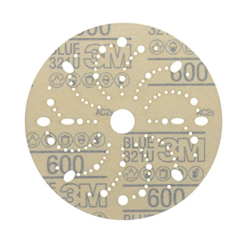 3M Hookit Blue Abrasive Disc, 321U, 36183, 6 in, 600+ Grade, Multi-Hole - size: 6 in diameter, style: Multi-Hole Disc