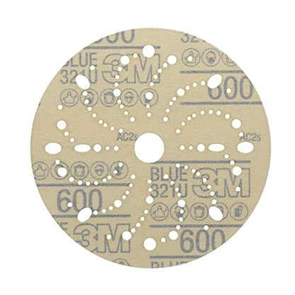 3M Hookit Blue Abrasive Disc, 321U, 36183, 6 in, 600+ Grade, Multi-Hole - size: 6 in diameter, style: Multi-Hole Disc