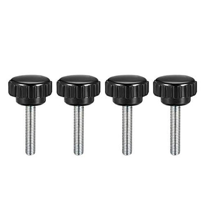 uxcell 4pcs Knurled Clamping Knobs M5 x 25mm Metric Zinc Plated Carbon Steel Male Thread Thumb Screw on Type 16mm Plastic Round Head Threaded Hand Bolt Stud Knobs Black - size: M5 x 25mm x 16mm