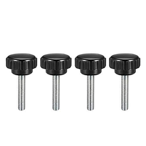 uxcell 4pcs Knurled Clamping Knobs M5 x 25mm Metric Zinc Plated Carbon Steel Male Thread Thumb Screw on Type 16mm Plastic Round Head Threaded Hand Bolt Stud Knobs Black - size: M5 x 25mm x 16mm