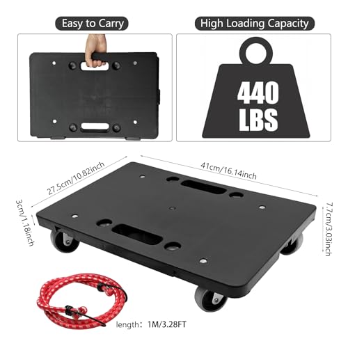 Furniture Mover with Wheels, Heavy Duty Moving Dolly Interlocking Design Small Flat Dolly Cart, 16 Inch, Black (1)