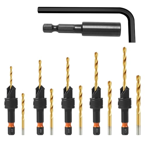 12Pcs HSS Adjustable Countersunk Drill Bits for Woodworking