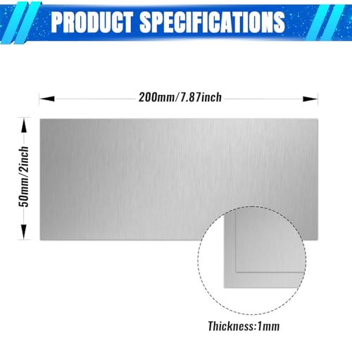 1mm Stainless Steel Sheet 2x8 Inch, 430 Magnetic Stainless Steel Plate, 18 Gauge Metal Sheet for Wall, DIY, Crafts, Jewelry, Electrical Repair (2 Pack) - size: 2" x 8"-18 Gauge(1mm)