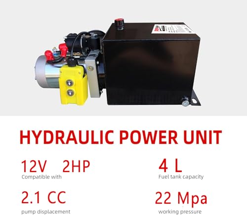 Single Acting Hydraulic Pump 4 Quart Hydraulic Power Units 12V DC Hydraulic Pump SAE#6 Connector for Dump Trailer Car Lifting - size: TD-S-YYDLDY-4