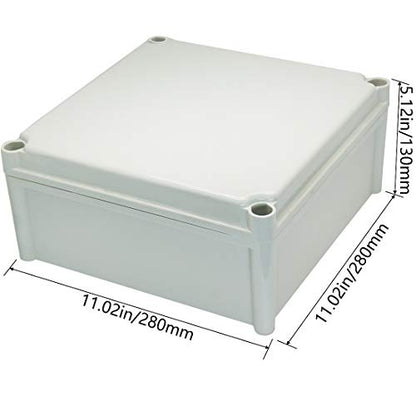 Zulkit Junction Box ABS Plastic Dustproof Waterproof IP67 Junction Boxes Universal Electrical Project Enclosure DIY Electronic Project Box Grey 11.02 x 11.02 x 5.12 inch (280 x 280 x 130 mm) - size: 11.02" x 11.02" x 5.12"