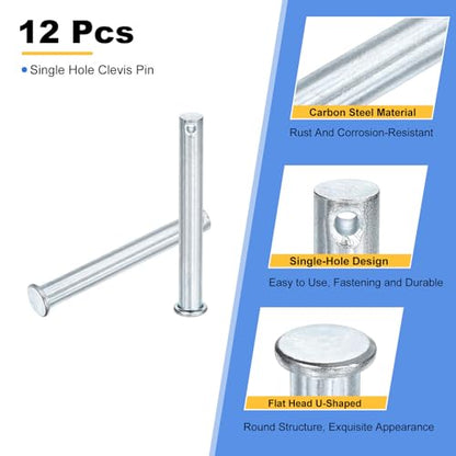 uxcell 12Pcs M10 x 80mm Single Hole Clevis Pins, Zinc-Plated Carbon Steel Flat Head Hitch Pins for Trailer Latch, Mechanics Repair, Furniture Installation, Industrial Equipment - size: M10 x 80mm