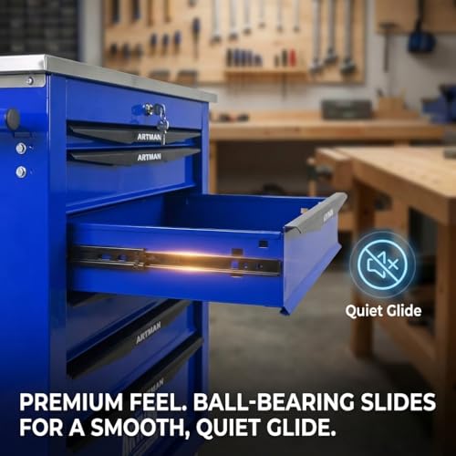 Rolling Tool Chest,Stainless Steel Worktop,Blue,6‑Drawer - color: Blue, size: 6-Drawers